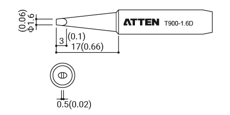 Жало паяльное T900-1.6D ATTEN