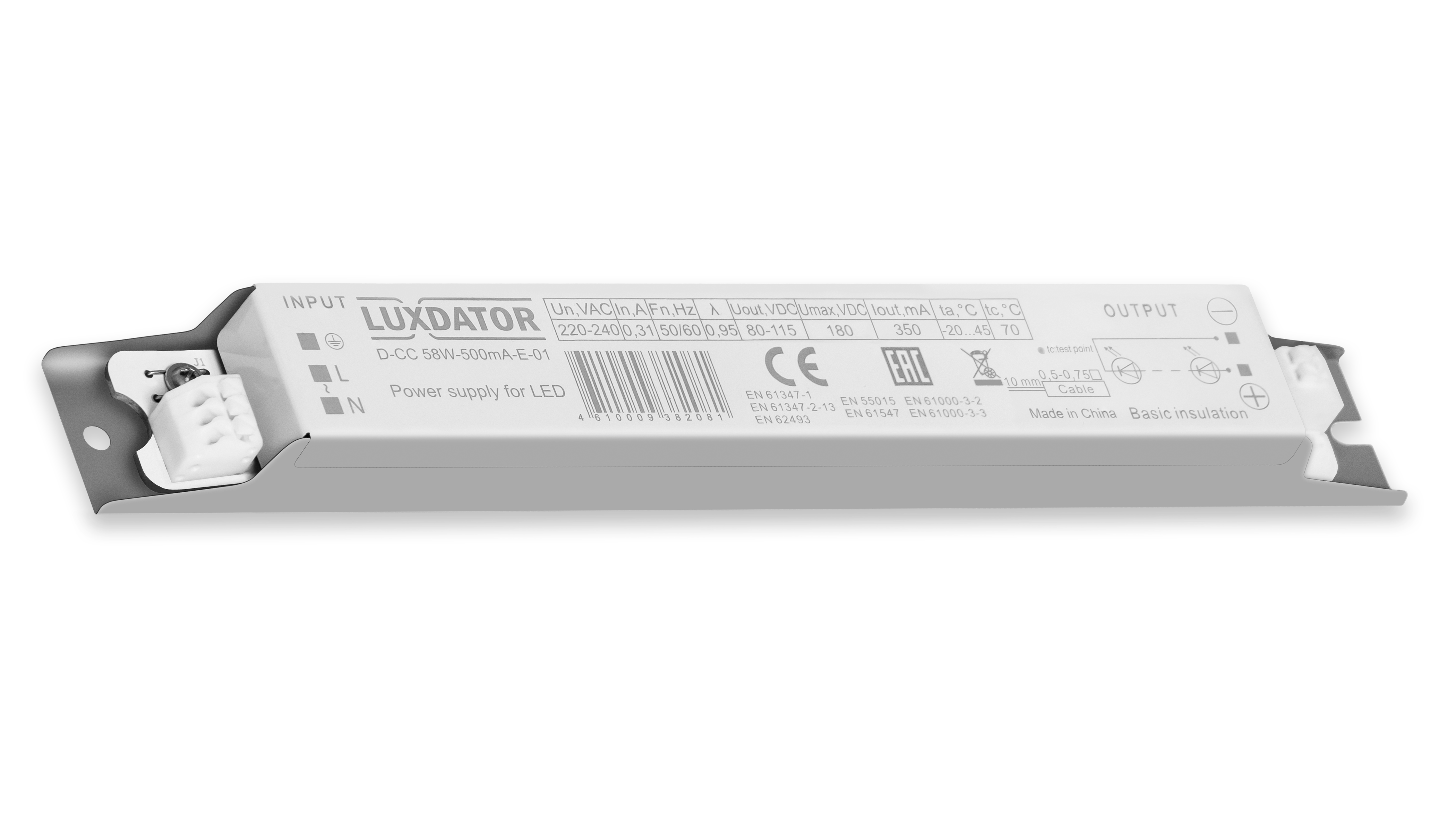 Блок питания D-CC 58W-500mA-E-01