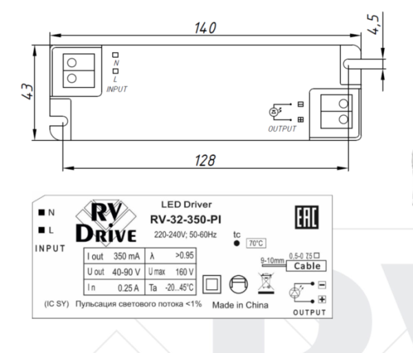 Блок питания RV-32-350-PI RV-Drive