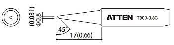 Жало паяльное T900-0.8C ATTEN