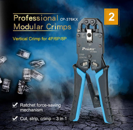 Кримпер универсальный CP-376KX 200 мм, Pro'skit