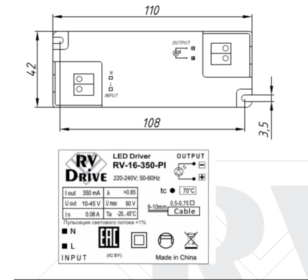 Блок питания RV-16-350-PI RV-Drive