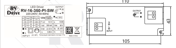Блок питания RV-16-350-PI-SW RV-Drive